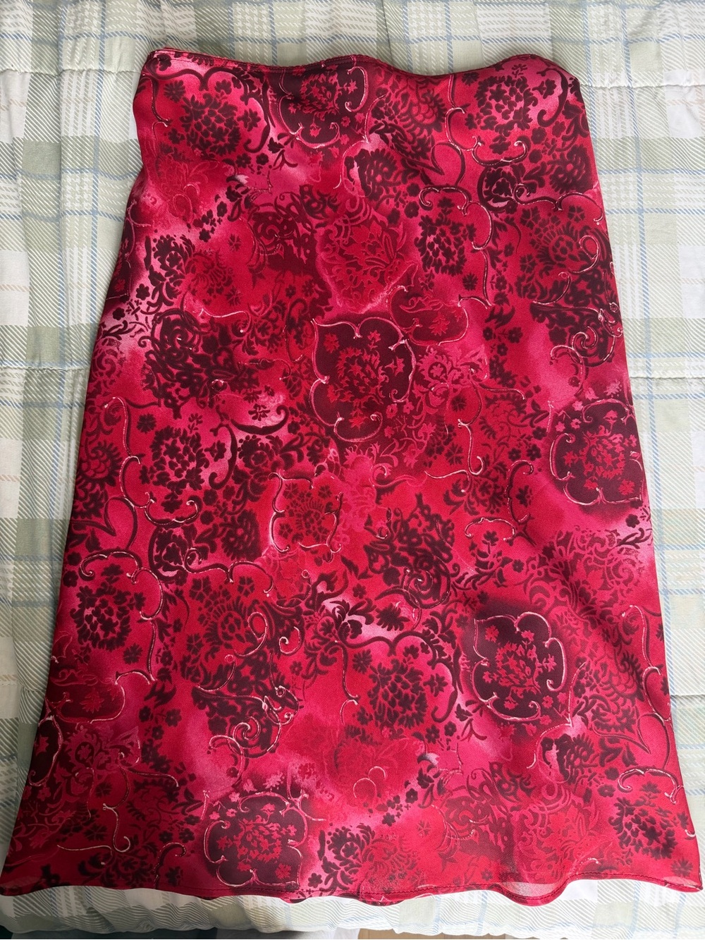 Jacob Red Floral Satin Pencil Skirt